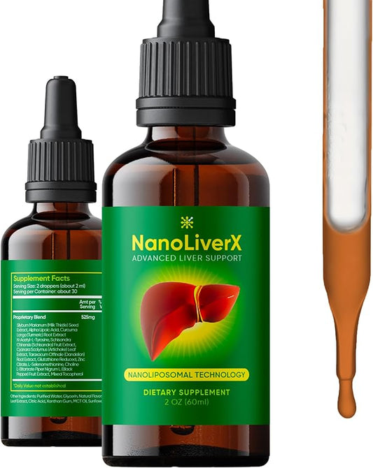 NanoLiverX - Nanoliposomal Silymarin Revitalized Liver Health Liquid Drops - Support Liver Cleanse Detox & Repair - Liver Supplement with Milk Thistle Silymarin Extract, Artichoke and More