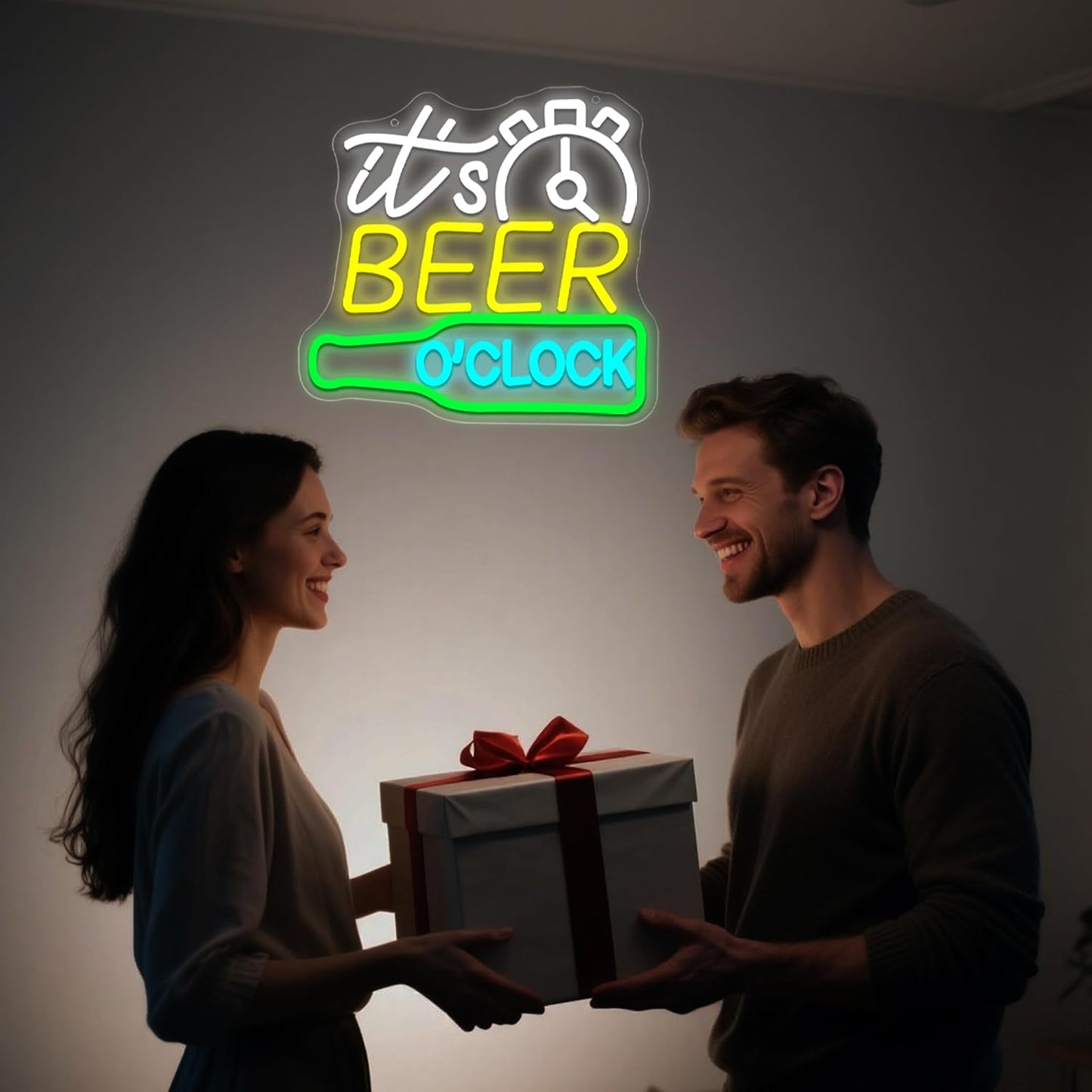 Its Beer O’Clock Neon Sign for Wall Decor Beer Neon Light for Man Cave Dimmable LED Light for Bar Pub Party Restaurant Christmas Birthday Gift Art Size 12.6 * 11.8In (WZCP164)