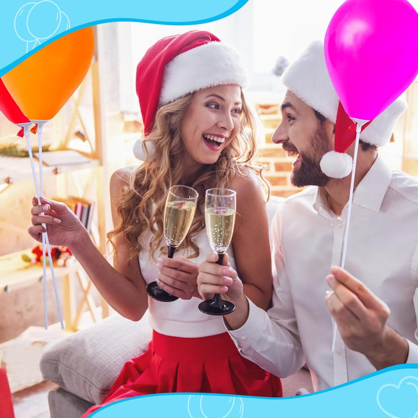 Apoulin Balloon Sticks - 50Pack Balloon Stick and Cup for Party Wedding