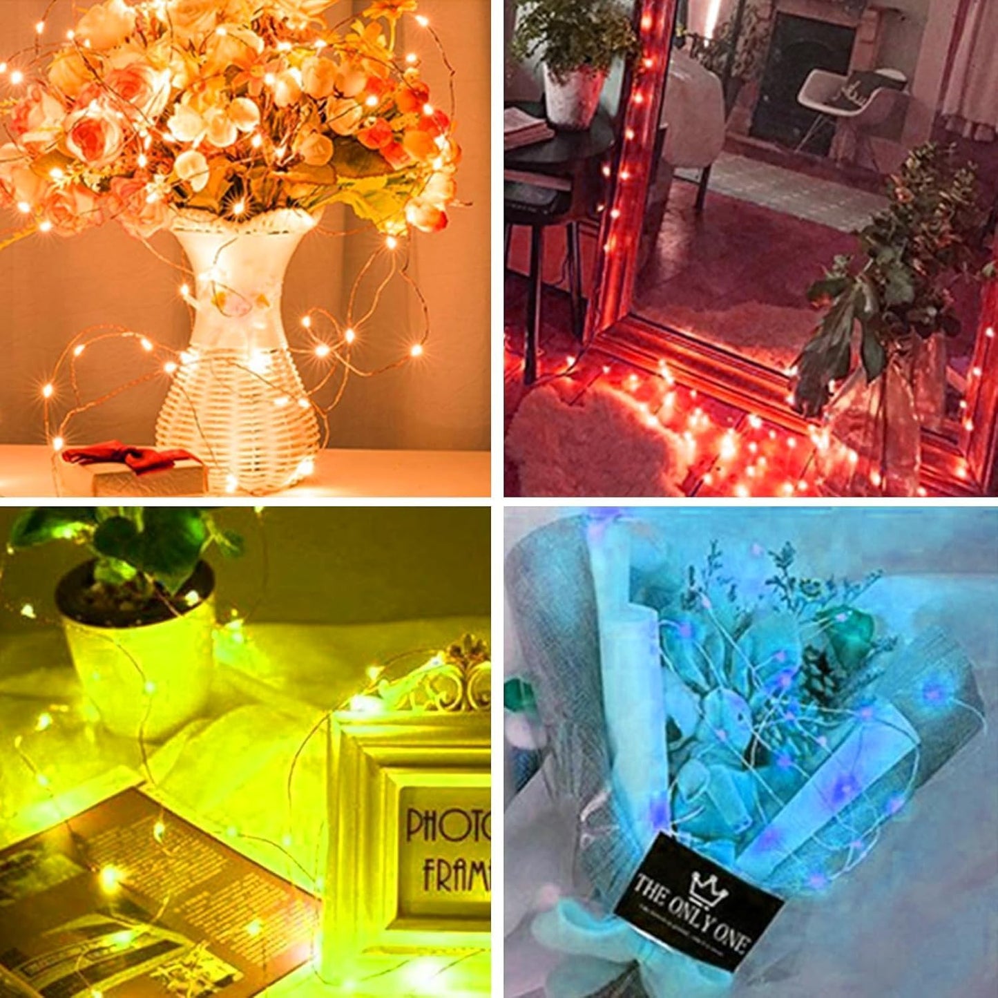 24 Pack LED Fairy Lights Battery Operated 7Ft 20Led Mini String Lights Waterproof Christmas for Mason Jars Bedroom DIY Party Wedding Christmas Decor Red