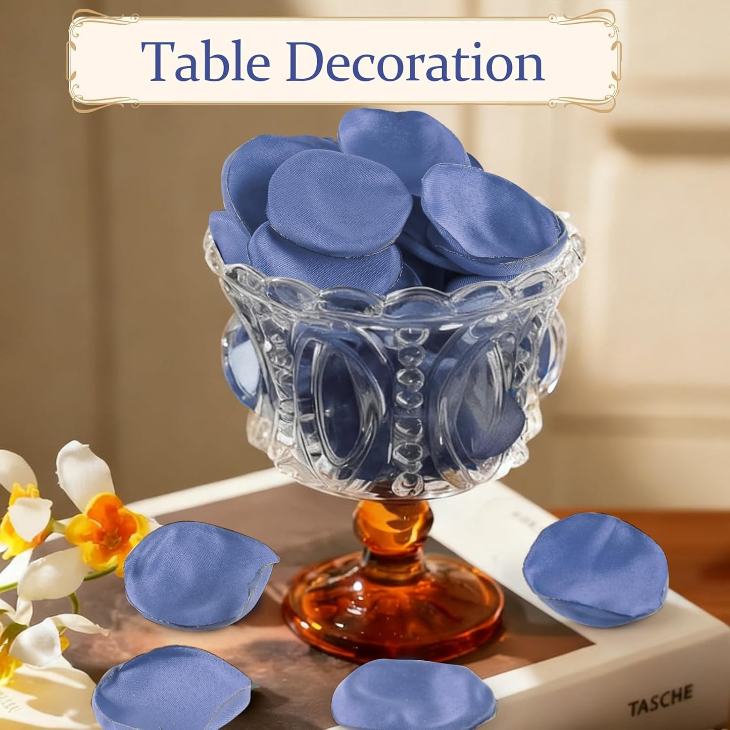 300pcs Dusty Blue Faux Silk Rose Petals - Ideal for Wedding Flower Girl Basket, Aisle Scatter, Dinner Table, Party Decor, and Valentine's Day Romance.