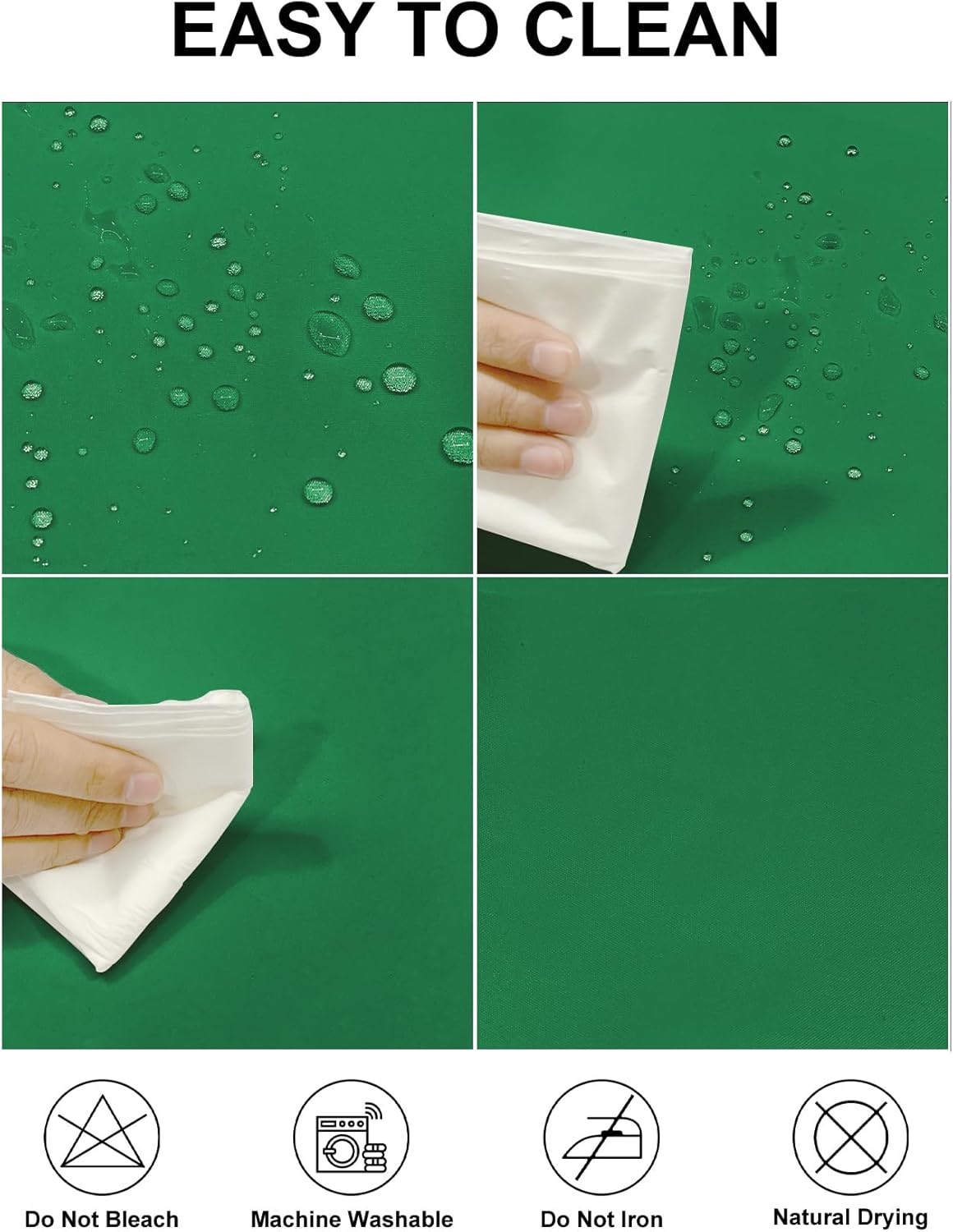 Fokitut 2 Pack Waterproof Round Tablecloth, 108 Inch, Stain Resistant and Wrinkle Polyester Table Cloth, Fabric Table Cover for Kitchen Dining, Wedding, Party, Holiday Dinner-Emerald