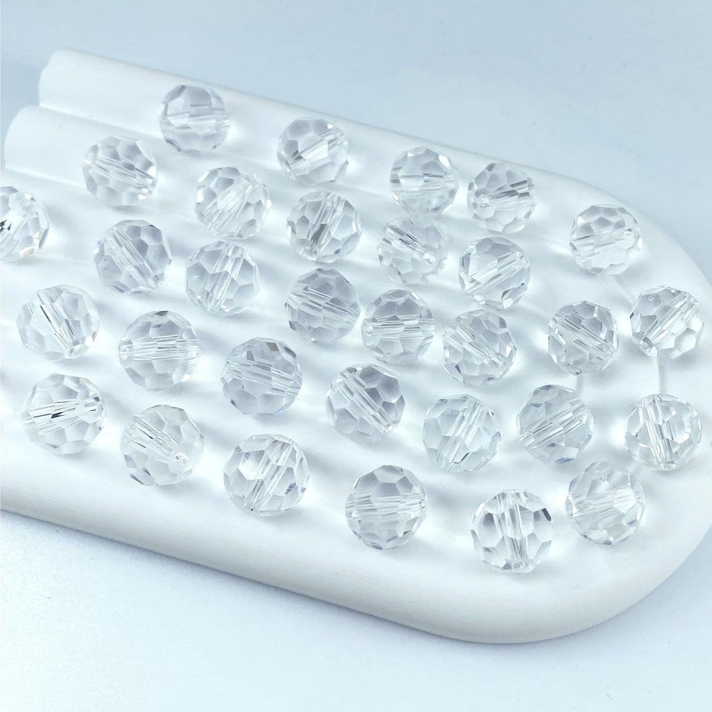 50 PCS 10mm Crystal Glass Beads Round Multiple Faceted Loose Spacer Glass Beads for DIY Handcrafte Bracelet Necklace Earring Jewelry Making(Transparent)