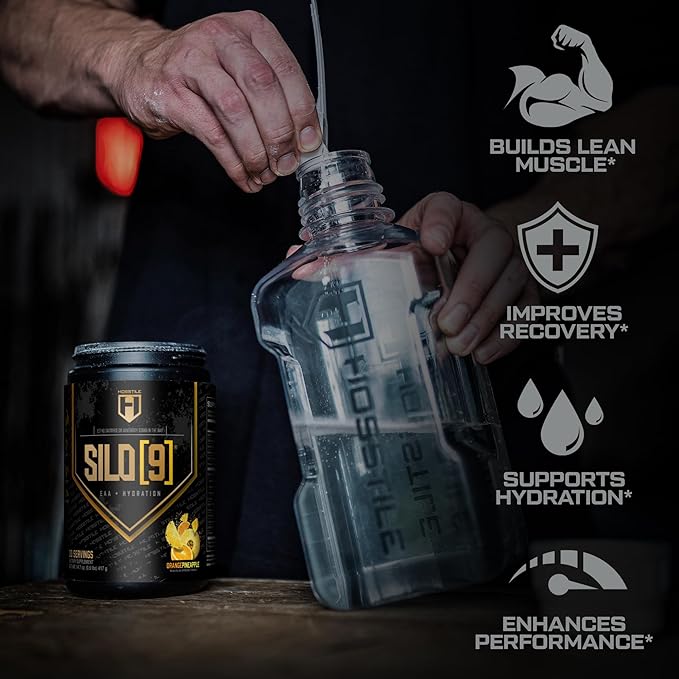 HOSSTILE SILO[9] Essential Amino Acids, EAA & BCAA Powder, Electrolyte Hydration Support, Enhance Muscle Growth & Recovery, Pre or Post Workout Drink, Orange Pineapple, 30 Servings
