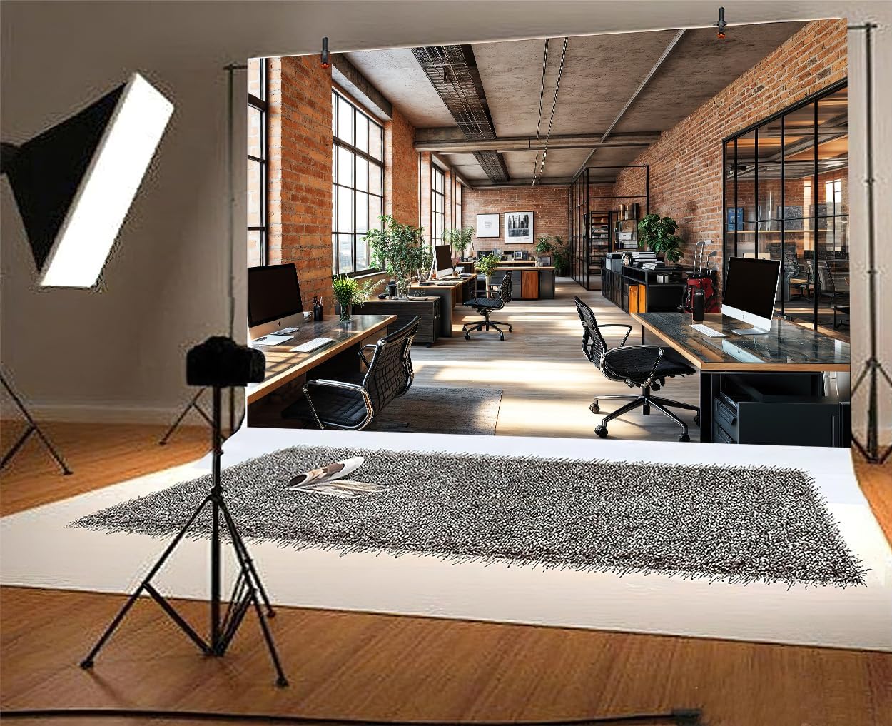 10X6.5ft Office Video Photo Backdrop Photography Background for Recording Conference, Zoom Home Podcast Backdrops Photo Booth Prop Decorations Wall Decor Tablecloth