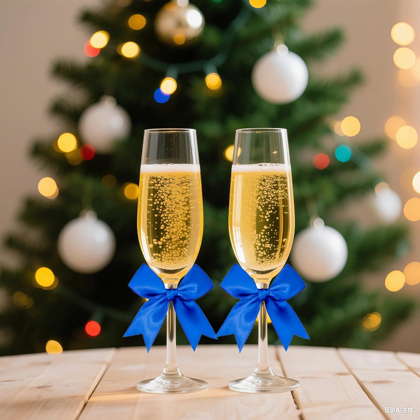 50 PCS Twist Tie Bows Satin Ribbon Bows 3.3 Inch Gift Wrap Bows Craft Bows for Gift Wrapping, Party Decorations Gifts Bag DIY Treat Bags Wedding Decor Baby Shower Christmas (Royal Blue)