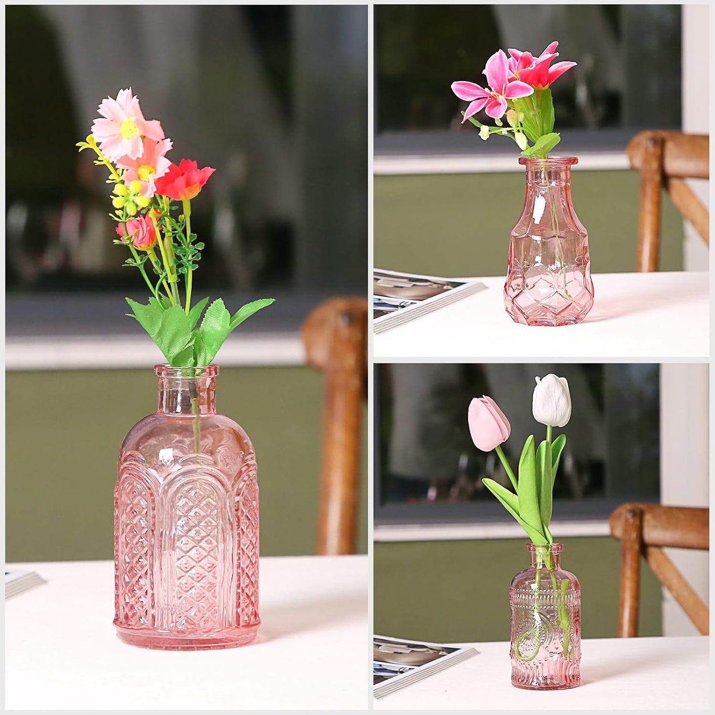 Glass Bud Vases in Bulk Set of 30 Pcs,Small Glass Vases for Flowers as Wedding Centerpieces for Tables,Clear Flower Vases Suitble for Wedding Decorations,Home Decor (Light Pink, 30 pcs)