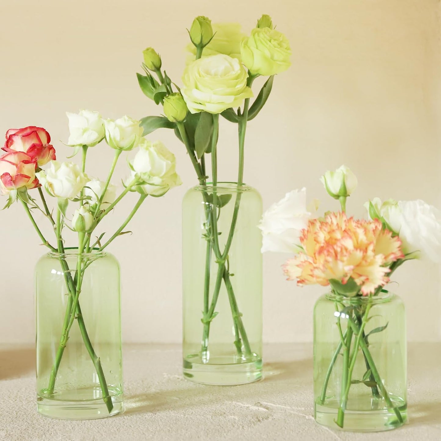 24Pcs Bud Vases Set, Glass Flower Vase for Centerpieces, Small Vases for Flowers, Decor Centerpiece for Bathroom, Decorative Vases for House Warming(Green)