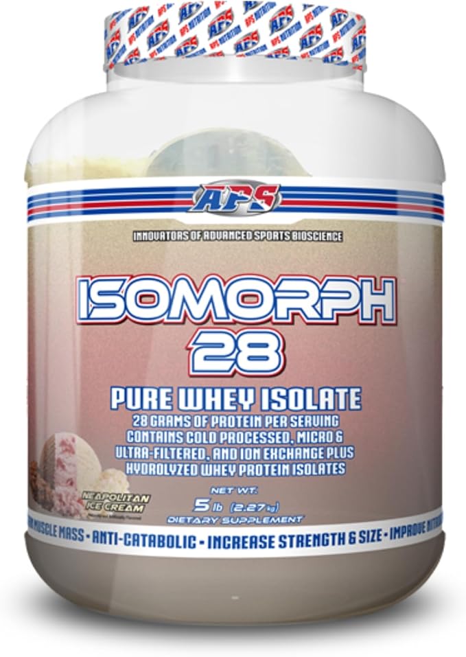 APS Nutrition Isomorph 28 Protein Powder | Pure Whey Isolate | Cold Pressed, Ultra- Filtered, & Ion Exchange Isolates | 28g Protein | 5 Pound (Neapolitan Ice Cream)