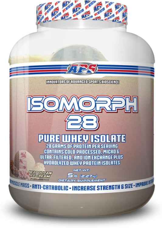 APS Nutrition Isomorph 28 Protein Powder | Pure Whey Isolate | Cold Pressed, Ultra- Filtered, & Ion Exchange Isolates | 28g Protein | 5 Pound (Neapolitan Ice Cream)