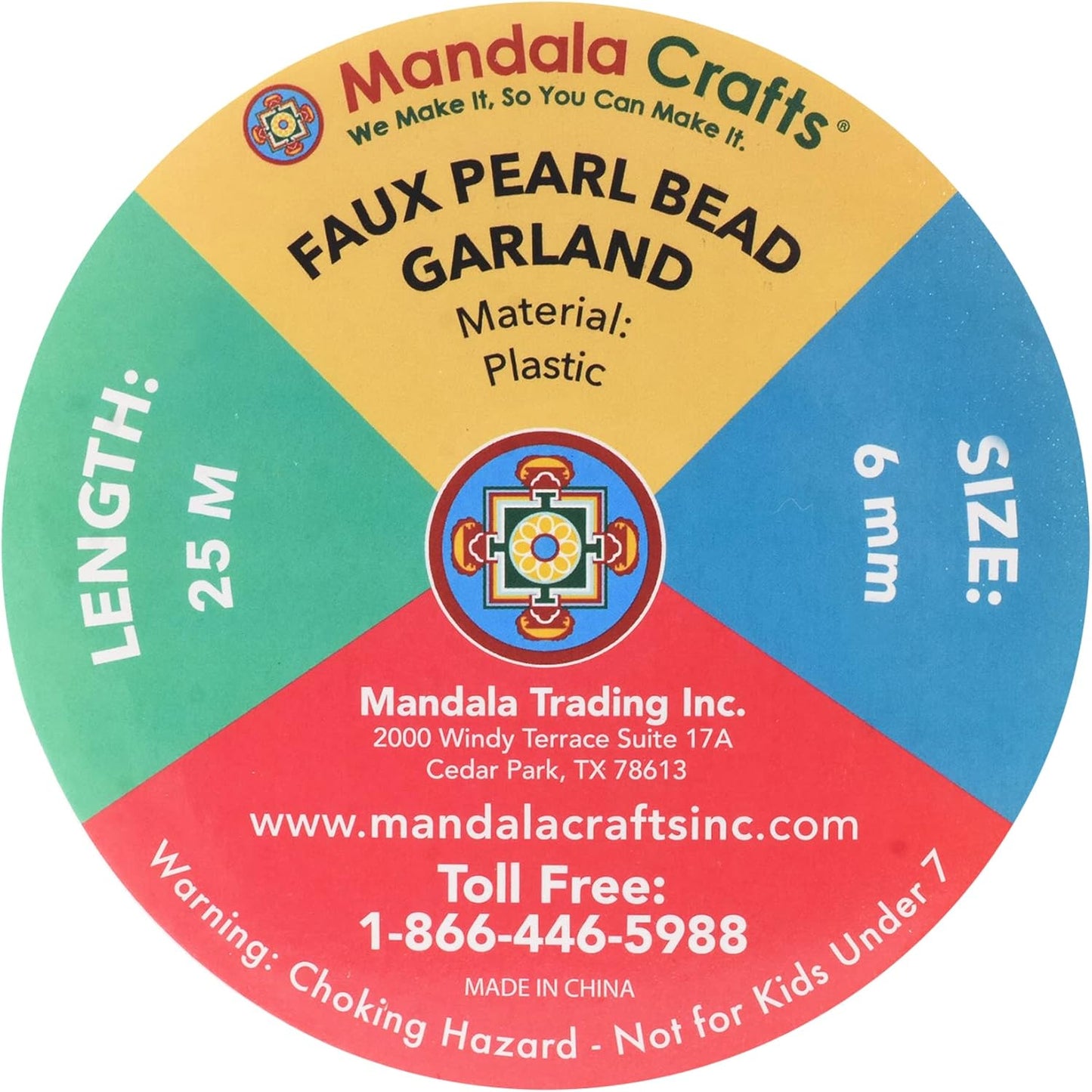 Mandala Crafts 6mm Faux Dark Gold Pearl Beads Roll - 27 Yards Strand of Fake Pearls Chain Garlands Spool String for Christmas Tree, Wedding, Party, Vases, DIY Decoration