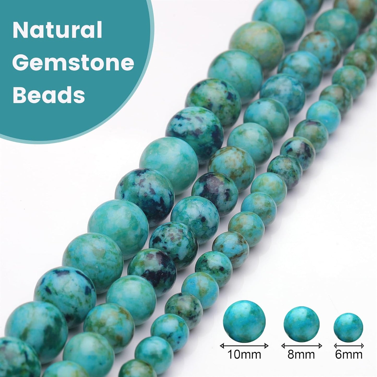 6mm Natural Stone Beads for Jewelry Making,Blue Imperial Turquoise Polished Smooth Round Gemstone Beads for Bracelet Necklace 15 Inch