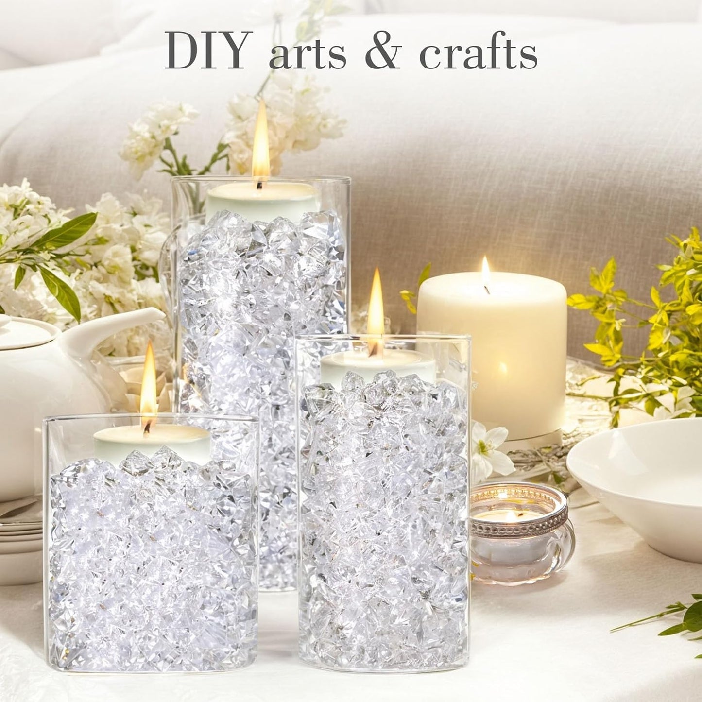 DomeStar 1050PCS Clear Fake Ice, Acrylic Fake Diamonds, Crushed Ice Rocks Clear Vase Fillers Fish Tank Vase Centerpiece Party Table Scatter Decor