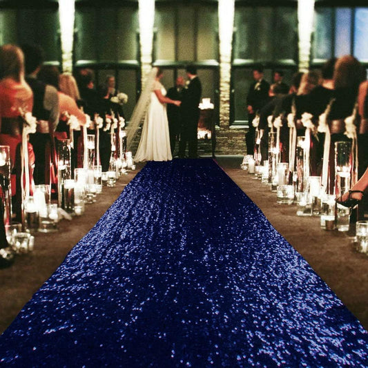 ShinyBeauty Sequin Aisle Runners 2Ft x 15Ft Navy Carpet Runner for Party Glitter Runner for Wedding N116
