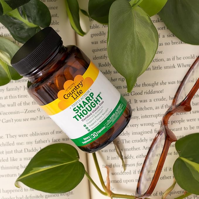 Country Life Sharp Thought - Memory & Cognitive Support Supplement – Sharp-PS Gold Phosphatidylserine + DHA – Promotes Mental Clarity & Faster Recall – Gluten-Free, 30 Capsules