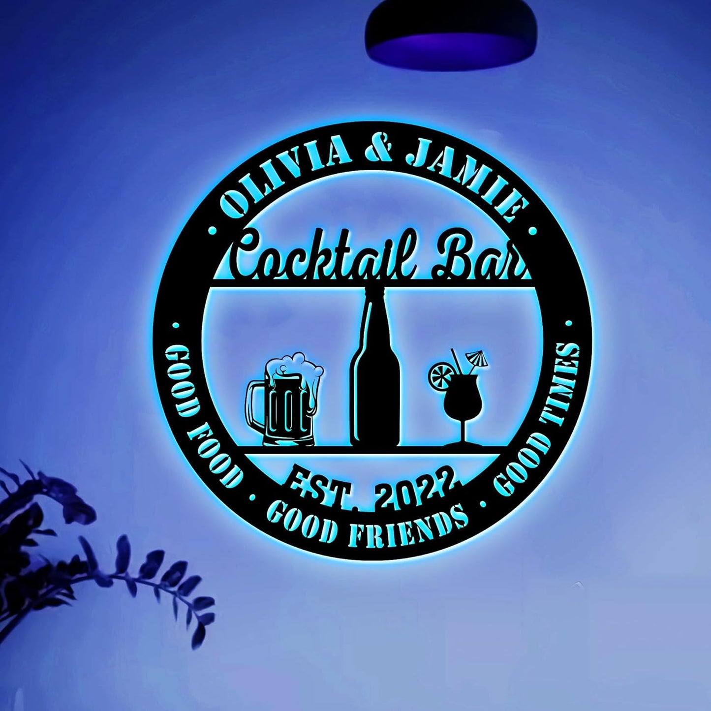 Personalized Cocktail Bar Metal Sign LED Lights, Cocktail Sign, Drinking Lounge, Cocktail Lovers Gift, Father Day Gift, Bar Decor for Home