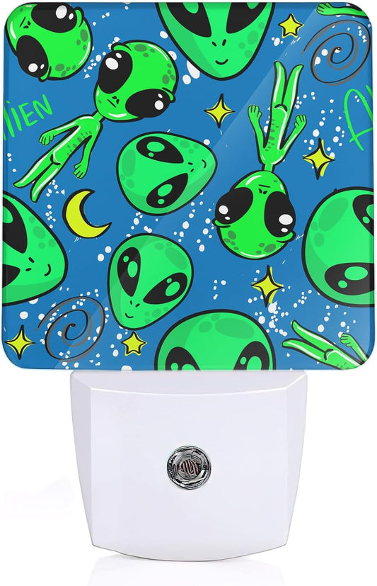 Cartoon Aliens Night Light, Night Light Plug into Wall with Dusk to Dawn Sensor, LED Lamp Energy Saving Lights for Men Women Boys Girls,Lamp for Bedroom Bathroom Hallway