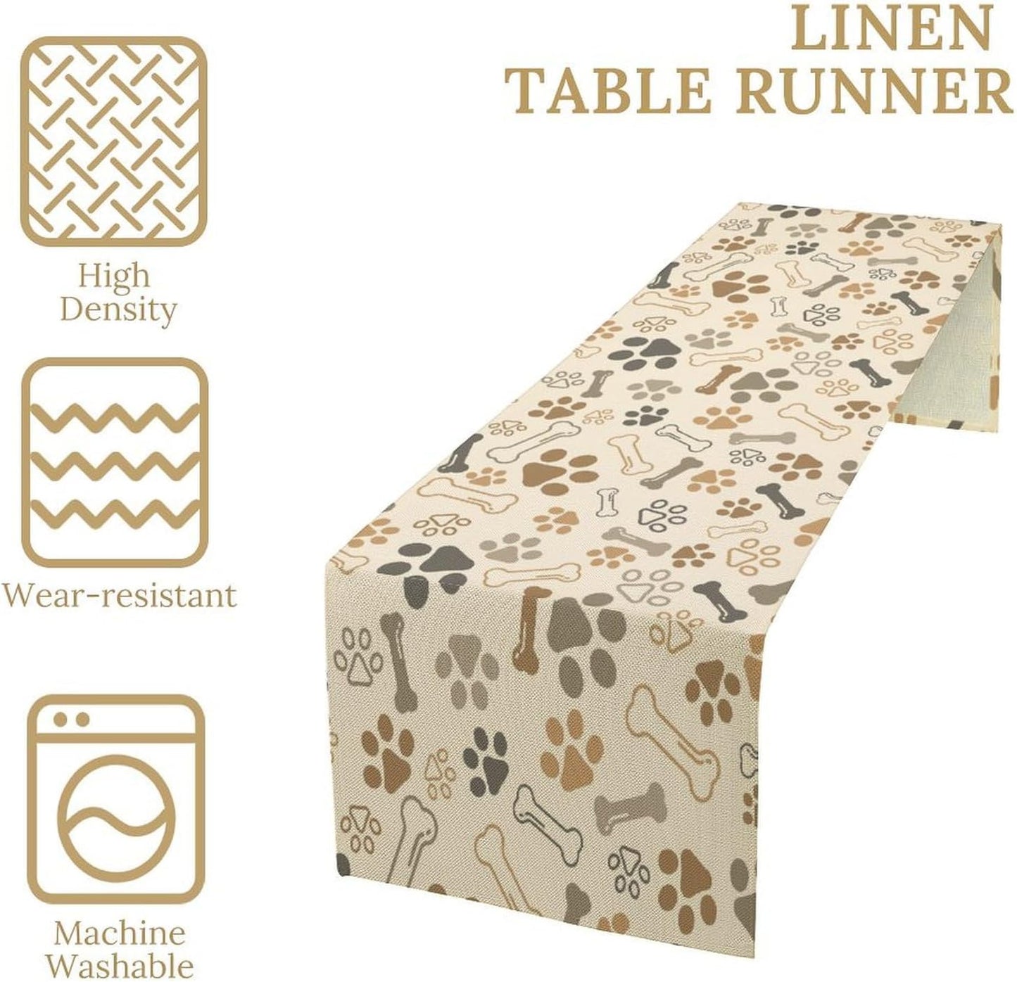 Dog Paw Table Runner,Kids Teens Cute Pet Animal Footprint Theme Pattern Print Tablecloth Burlap for Hotel Indoors Outdoor Dining Room Kitchen Home Decor,W13X L90 in
