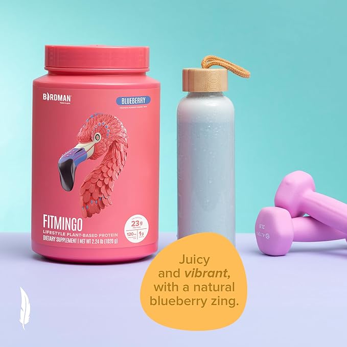 Fitmingo Vegan Protein Powder with Inositol, Collagen Boosters, Hyaluronic Acid and Vitamins | Low Carb, Dairy Free, Low Calorie | 23g Plant Based Blueberry Protein Powder with Myo-Inositol
