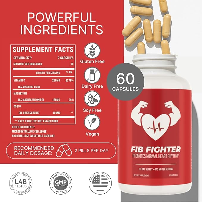 Heart Rhythm Support Supplement | Doctor-Developed | CoQ10, Magnesium & Vitamin C | Supports Normal Heartbeat & Cardiovascular Health | Vegan, Non-GMO | Made in USA | 60 Capsules – 30 Day Supply