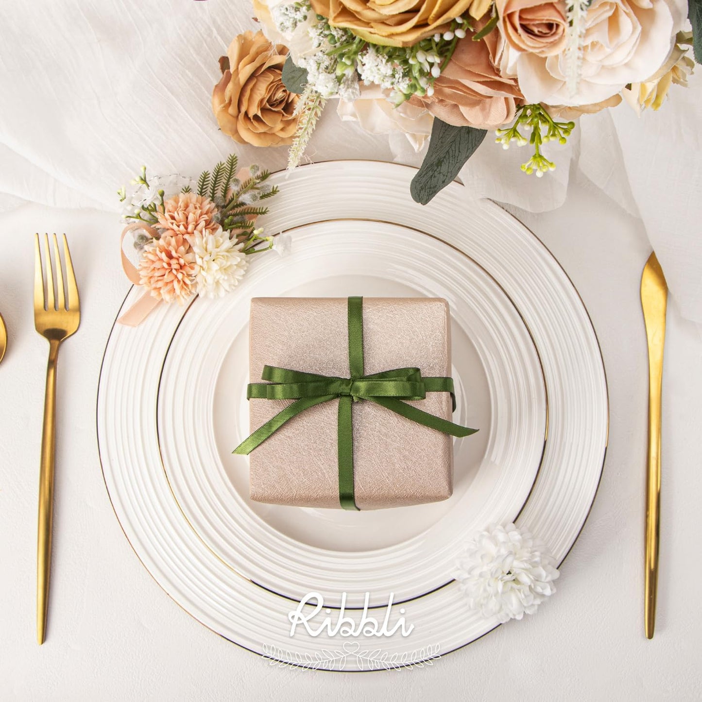 Ribbli Moss Green Satin Ribbon,Double Faced Satin 1/4 inch x Continuous 25 Yards,Use for Bows Bouquet,Gift Wrapping,Wedding Decoration,Floral Arrangement