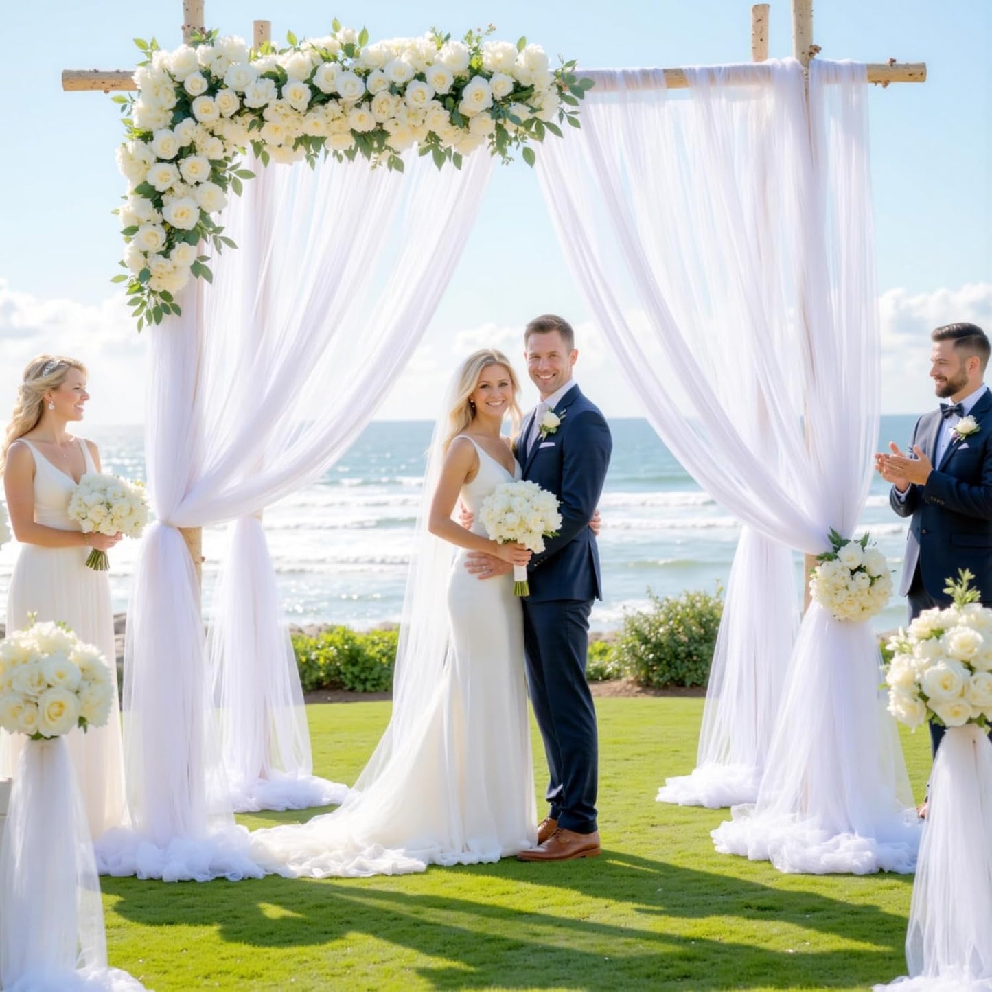 Wedding Arch Draping Fabric Backdrop 1 Panel 30" x 19Ft White Arch Drapes Curtains for Wedding Reception Sheer Tulle Backdrop Curtain for Ceremony Birthday Party Arbor Ceiling Decorations