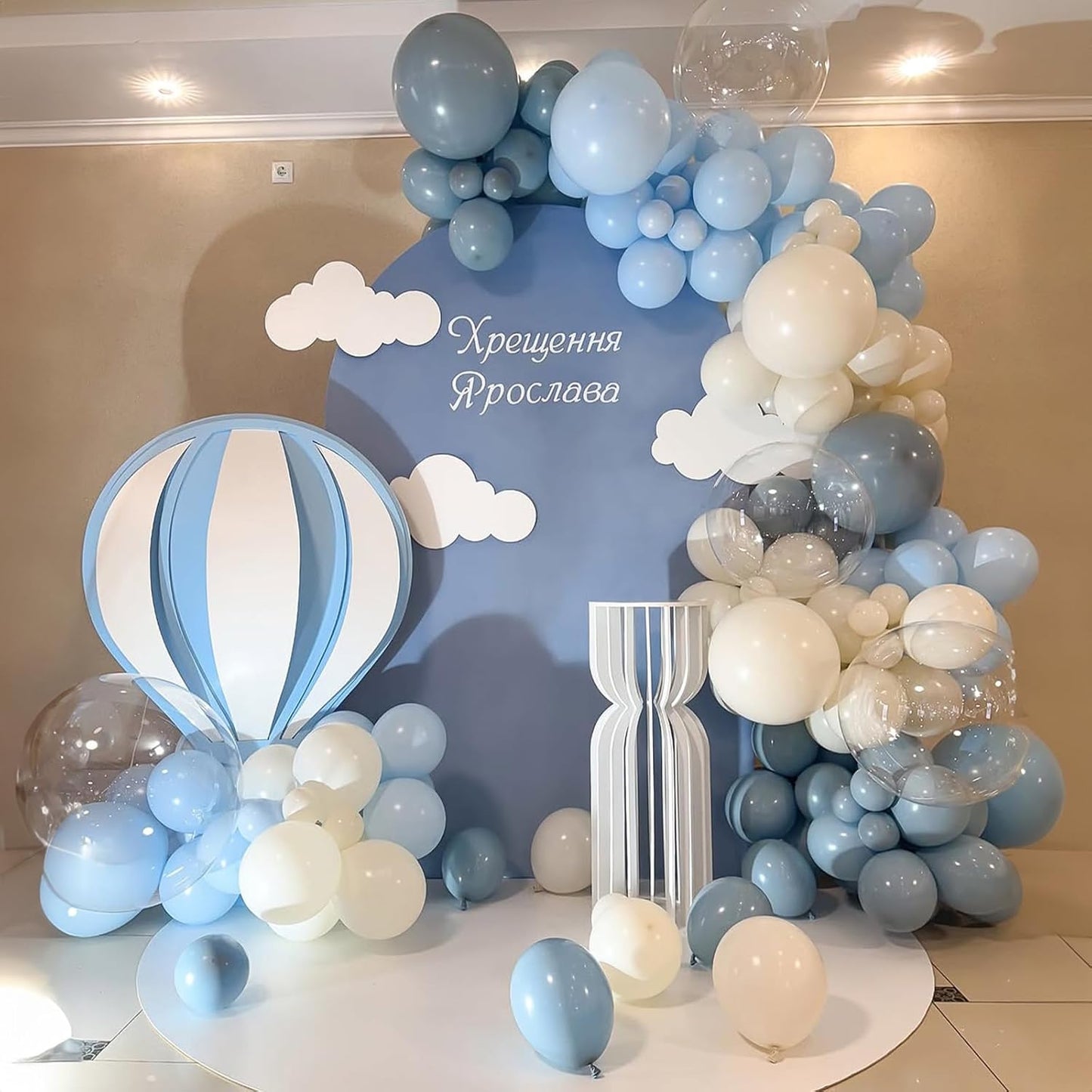 Dusty Blue Balloons, 60 Pcs 12 Inch Fog Slate Baby Blue Balloons with Matte White Latex Balloon for Baby Shower Birthday Bridal Shower Wedding Engagement Bachelorette Party Decorations Supplies