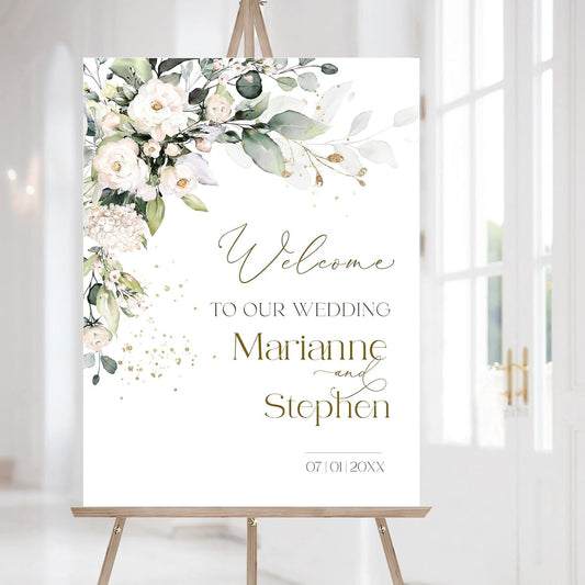 Personalized Wedding Welcome Sign, Flowers Wedding Welcome Sign, Wedding Welcome Sign, Custom Wedding Sign, Welcome To Our Wedding Sign, Flowers Wedding Board, Wedding Decorations Signs # 11
