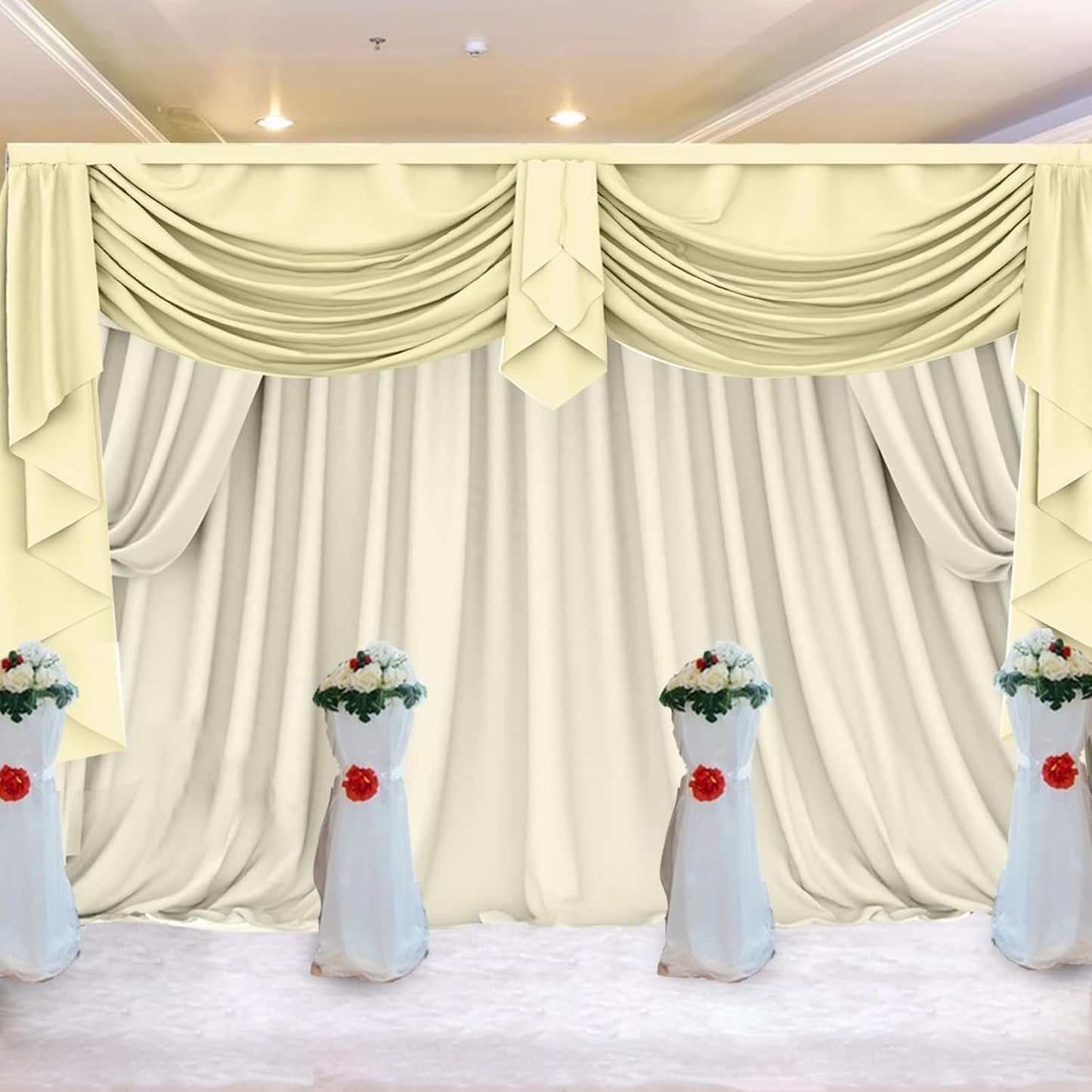 20ftx10ft Backdrop Stand Portable Pipe and Drape Poles Kit for Wedding Parties Curtains Stage Decoration Photography Photo Booth, Metal Curtain Frame Long Background Stand Support System