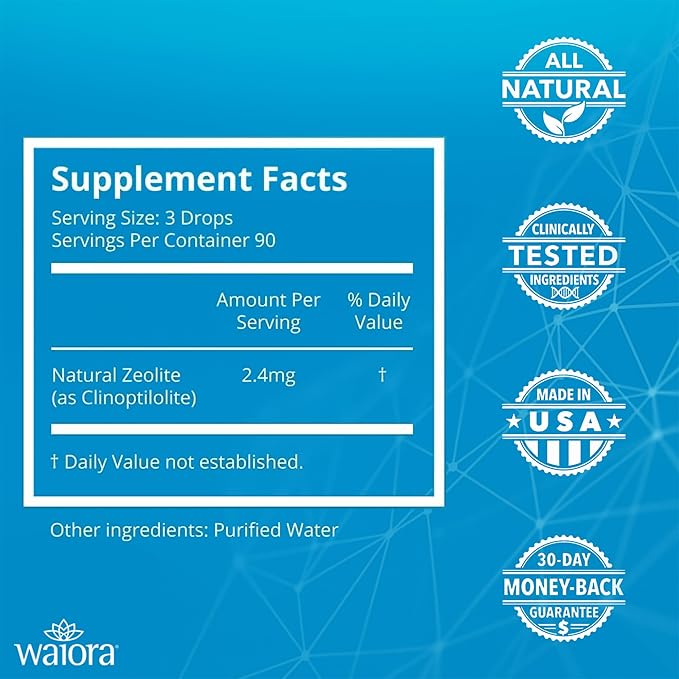 Waiora NCD Zeolite Liquid Drops – Pure Zeolite Binder for Immune Boost, Gut Cleanse, pH Balance, Best Liquid Supplement for Men & Women, pH Balance, Cleansing Drops (0.5oz, 90 Servings)