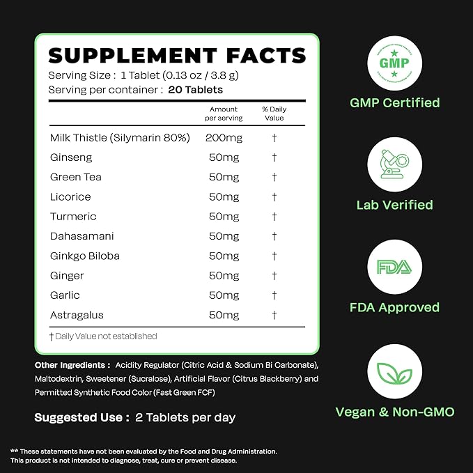Auric Herbal Liver Support Supplement | Milk Thistle (Silymarin), Turmeric, Garlic, Ginger for Liver Health | Advanced Detox & Cleansing Formula for active Liver | 80 Tablets | Plant Based Gluten-Free