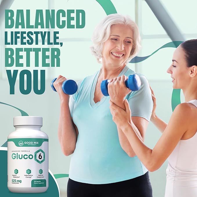 Gluco6 Herbal-Based Solution Supplement | 525mg 30 Powder Capsules - 6 Month Supply | Plant Ingredients - Non GMO - Made in USA - 6 Pack