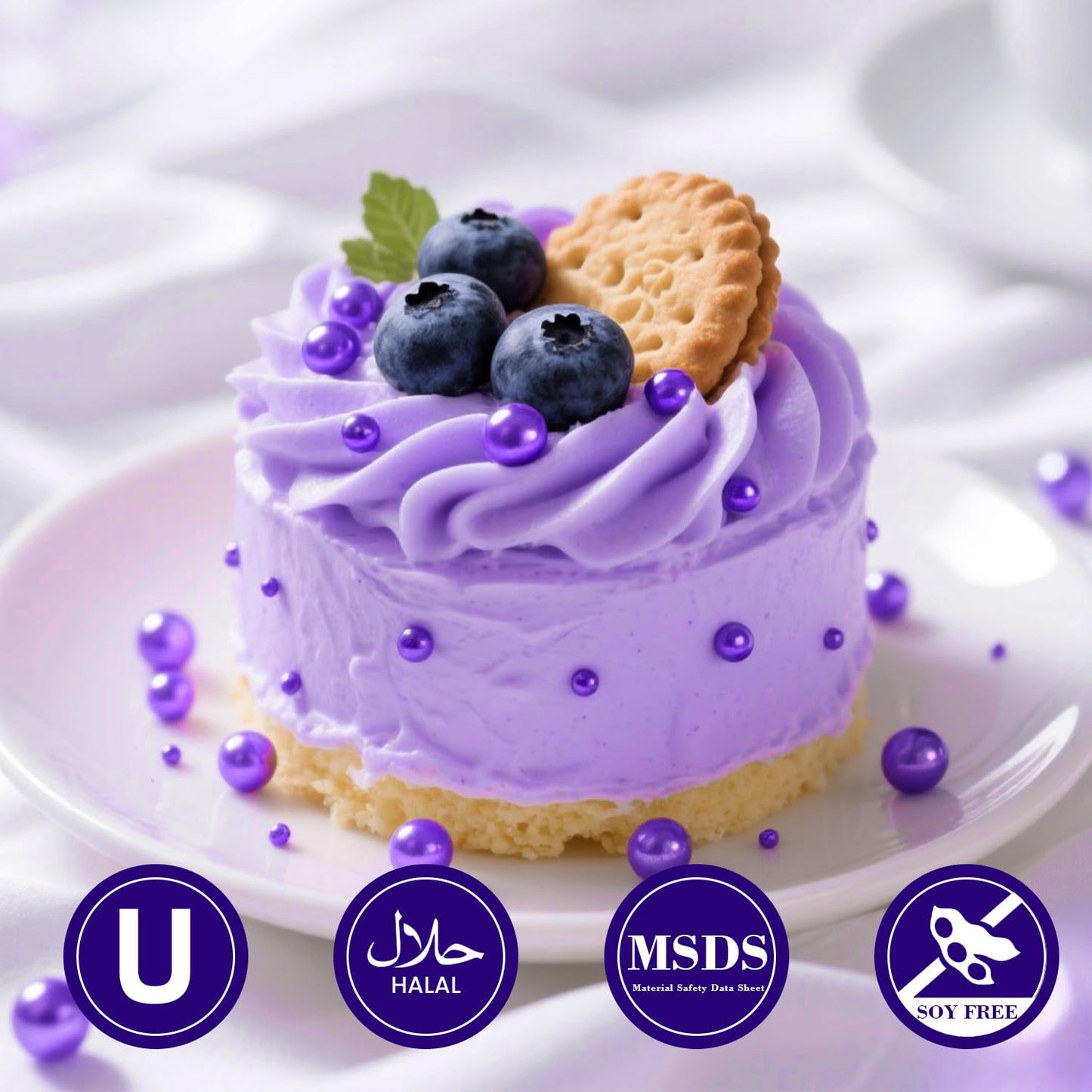 Dazzjoy Purple Edible Pearl Sprinkles, 150g/5.29oz, Purple Sprinkles for Cake Decorating, Cake Decoration & Cupcake Topper