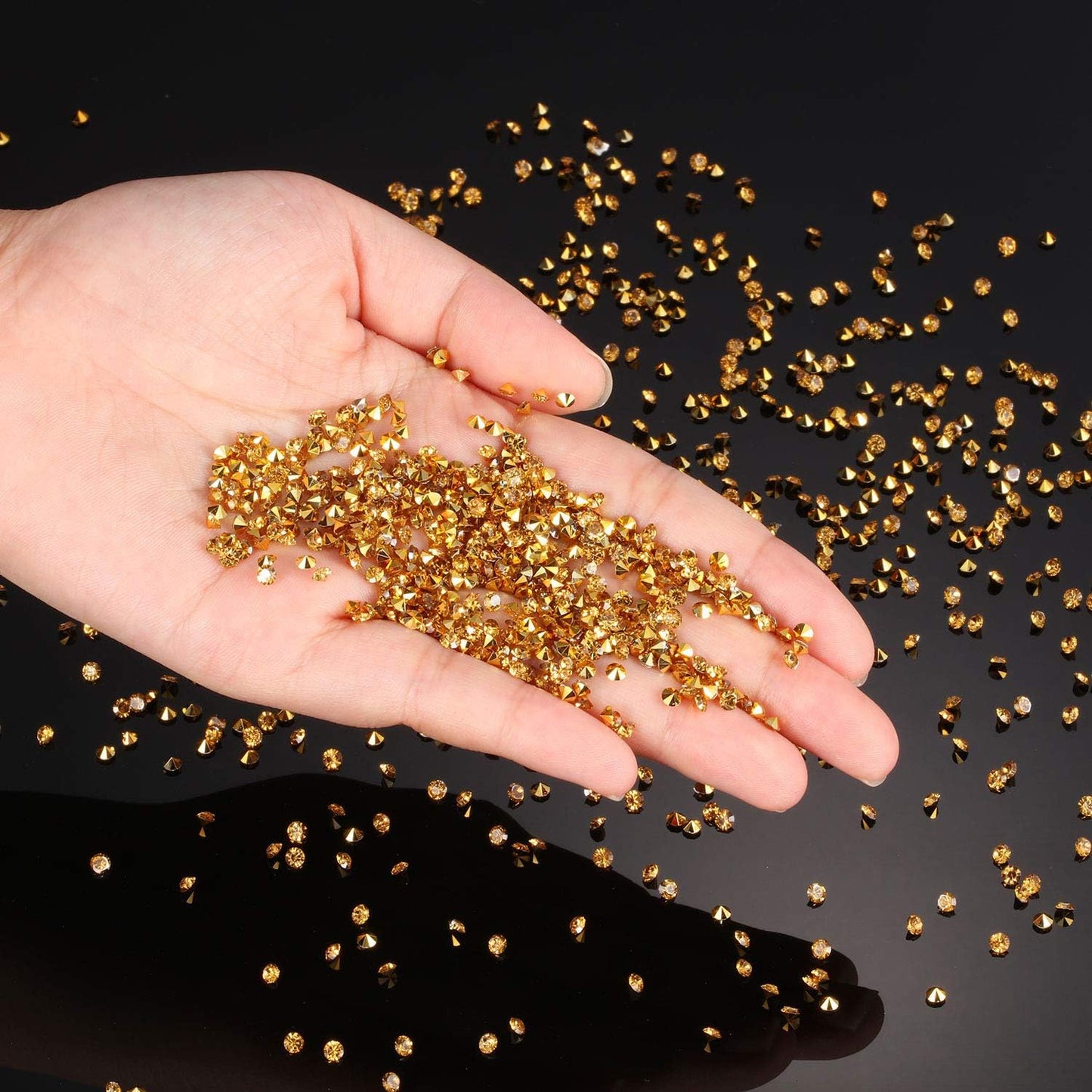 10000 Clear Wedding Table Scatter Confetti Crystals Acrylic Diamonds Rhinestones for Table Centerpiece Decorations Wedding Decorations Bridal Shower Decorations Vase Beads (Gold, 4 MM)