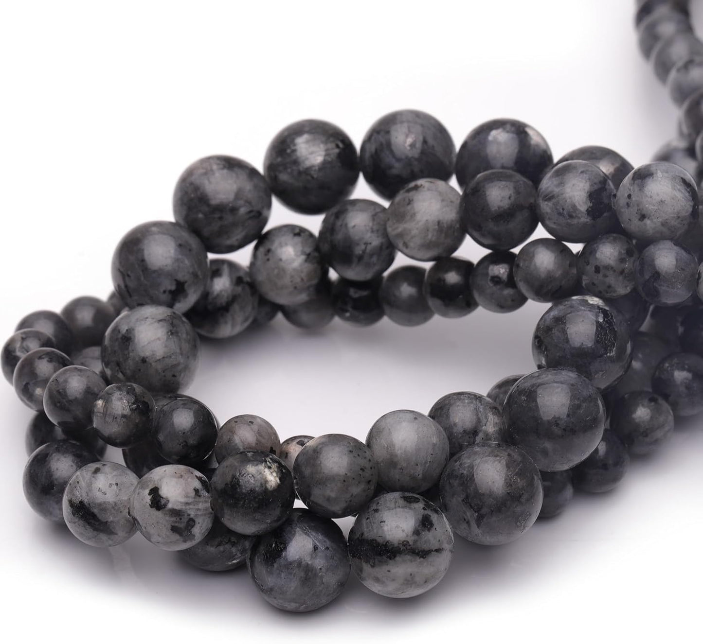 10mm Natural Stone Beads for Jewelry Making,Larvikite Labradorite Polished Smooth Round Gemstone Beads for Bracelet Necklace 15 Inch