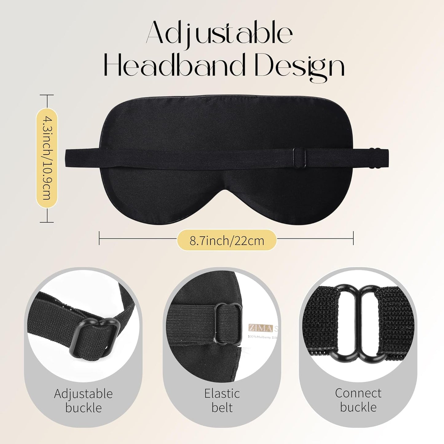 ZIMASILK 100% Natural Silk Sleep Mask Blindfold,Adjustable Super-Smooth Soft Eye Mask for Sleep with Bag(Go Away - Navy Blue)