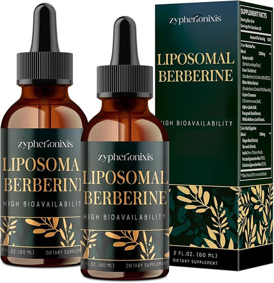Liposomal Berberine HCL Supplement Liquid 3000mg - High Absorption Berberine Drops with Ceylon Cinnamon - 12-in-1 Formula AMPK Activator, Sugar Free - 4 fl oz
