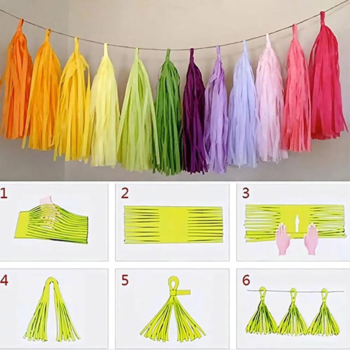 Shiny Tassel Garland Tissue Colorful Paper Tassel Banner, Tassels Party Decorations Supplies, Pack of 20 - (Navy Blue and Silver)