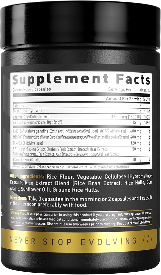 Kaged Test Elite Capsules | Unflavored | Testosterone Booster Ferodrox | Premium Hormone Managment | MR-10, KSM-66 Ashwagandha, S7 Nitric Oxide Booster | Supplements for Men & Women | 30 Servings