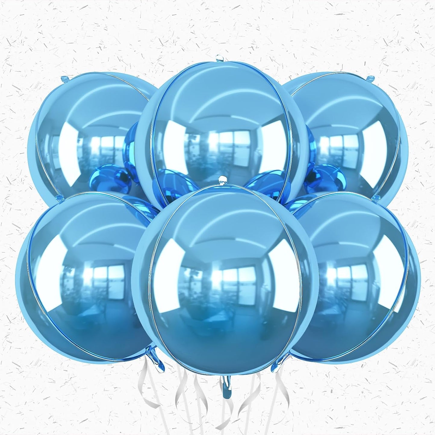 6Pcs Blue Round Foil Balloons,Giant 4D Round Ball Balloons,22 Inch Metallic Blue Balloon for Birthday Wedding Graduation Prom Party Decorations