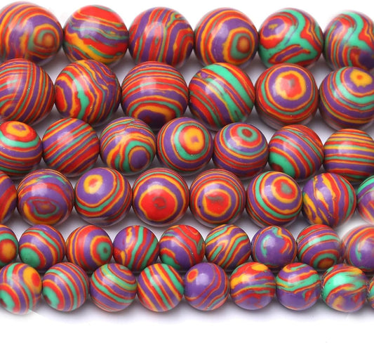 Painted Peacock Turquoise Stone Beads Gemstone Round Crystal Energy Jade Beads Stone Beads for Jewelry Making DIY Bracelet Necklace Jewelry Making 1 Strand 15.5inch 31PCS 12MM