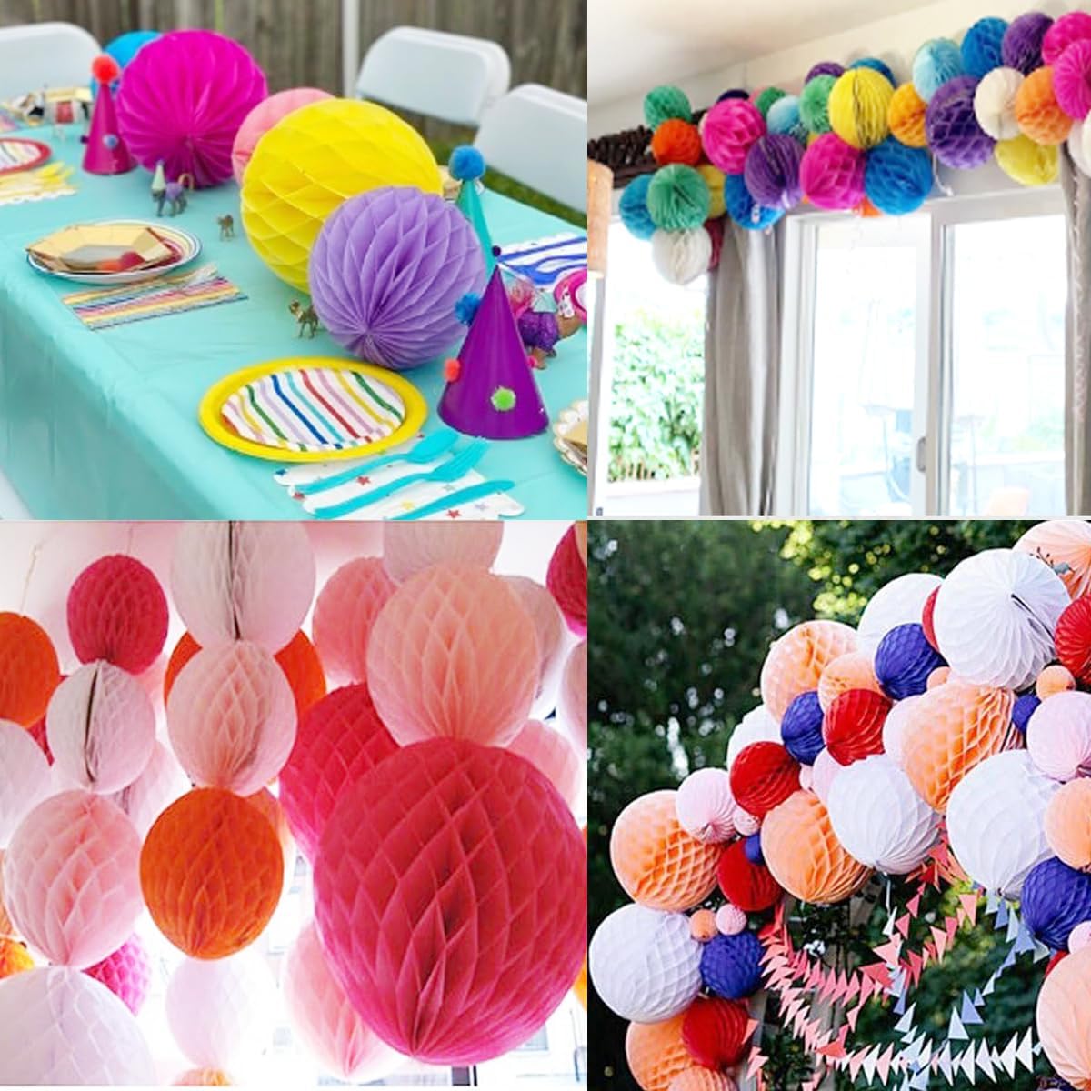20pcs Honeycomb Flower Balls - Party Decor, Tissue Paper Pom Poms (6inch, Yellow)