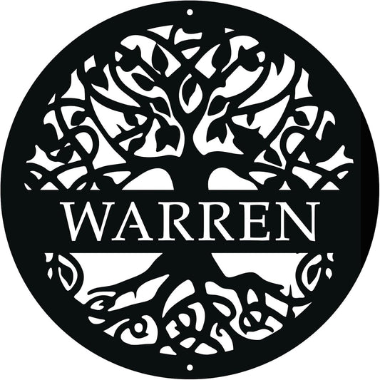 Personalized Tree of Life Metal Sign, Custom Last Name Signs Family Monogram, Made in USA