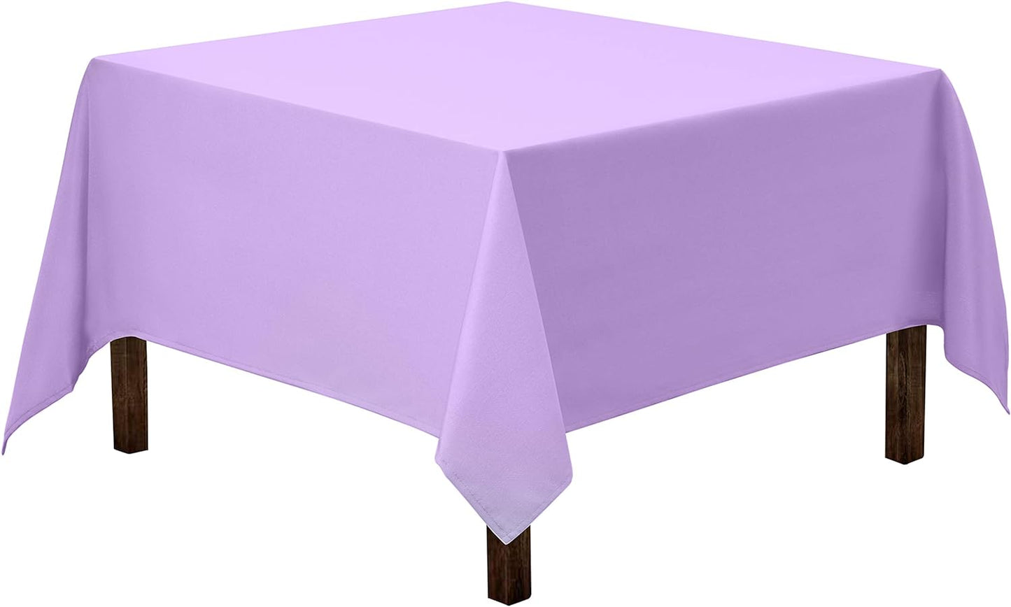 Gee Di Moda Square Tablecloth - 85 x 85 Inch Lavender Table Cloth for Large Square or Round Tables - Heavy Duty Washable Fabric - for Buffet Table, Holiday Party, Dinner, Wedding & Baby Shower