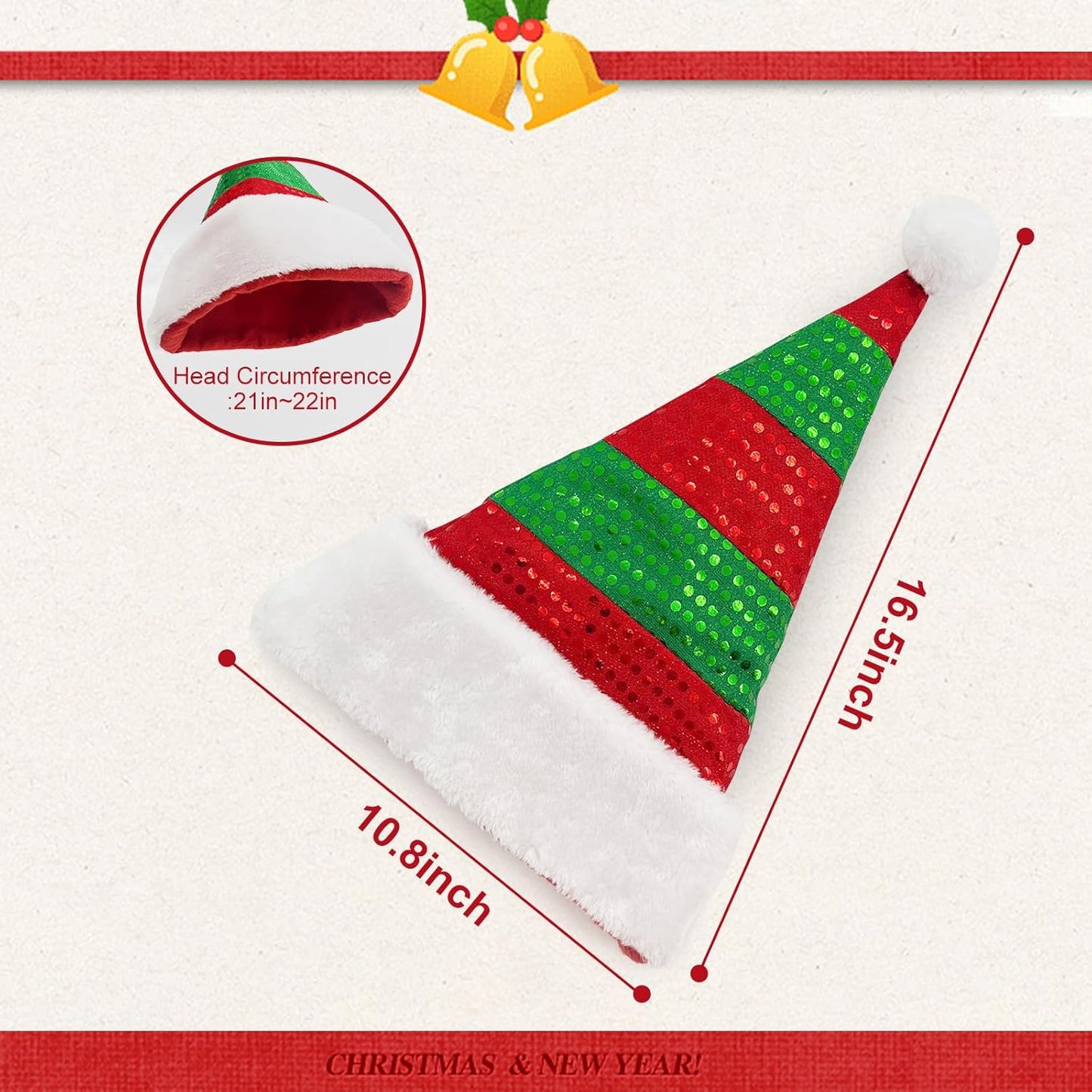 Elf Hat Felt Elf Hat with Jingle Bells Santa Hats Hat Great Holiday Party Costume New Year Gift Ideas and Accessory