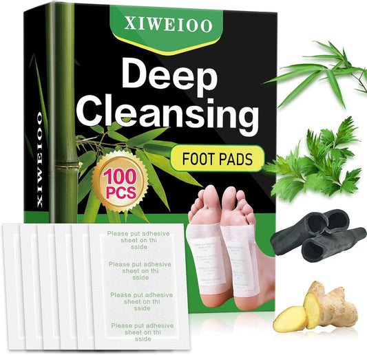 100 Foot Pads Natural Bamboo Vinegar Gingerr | Deep Cleansing Foot Paches for Stress Relief for Stress Relief, Better Rest, Feet Health Patches, Relaxing Muscles