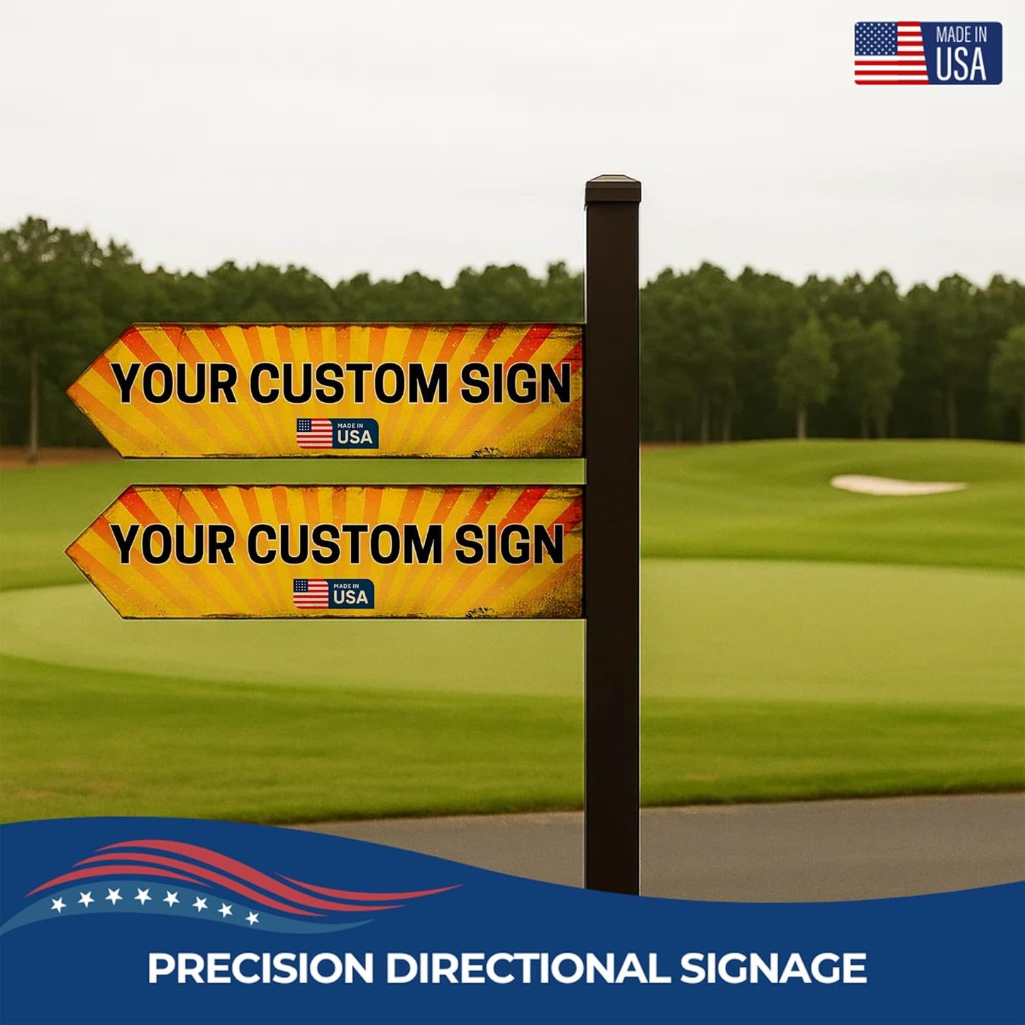 Custom Right Arrow Metal Sign by DC | Directional Signs for Indoor & Outdoor Use | Personalized Rust-Free Metal Yard Display | Customized Weatherproof Road Arrow Marker | Multiple sizes | Made in USA