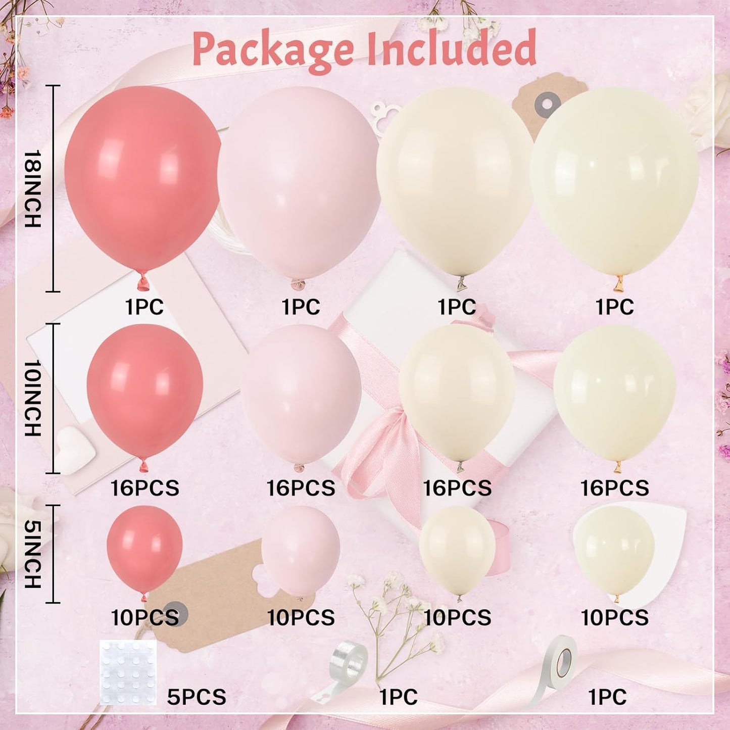 Dusty Pink Balloon Arch Kit 115Pcs Boho Blush Pink Balloons Garland Neutral Retro Peach Nude Beige Cream White Sand Birthday Party Balloons for Girls Baby Bridal Shower Wedding Engagement Decorations