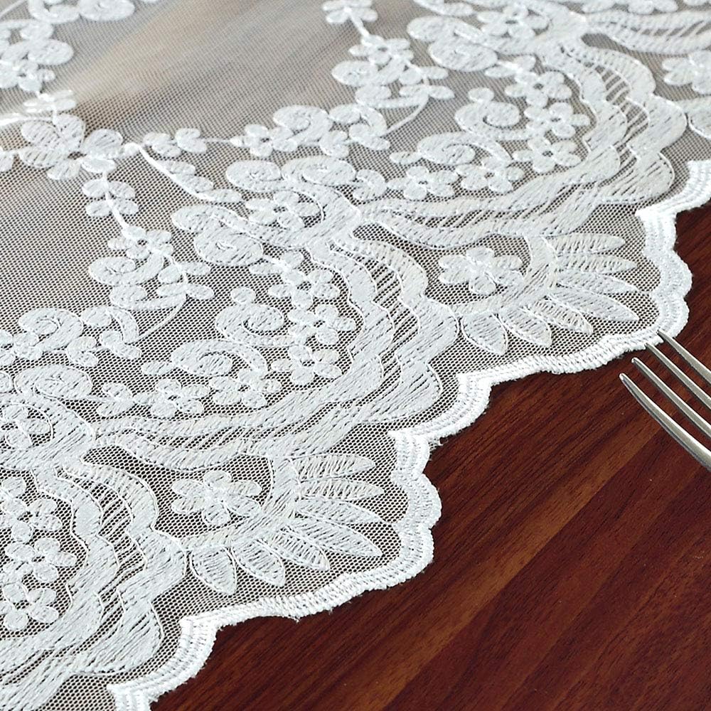 ARTABLE Rectangle Table Runner Lace Macrame Embroidered Table Runners with Exquisite Vintage Shabby Chic for Holiday Wedding Long Dinner Tables (White, 12 x 36 Inch)