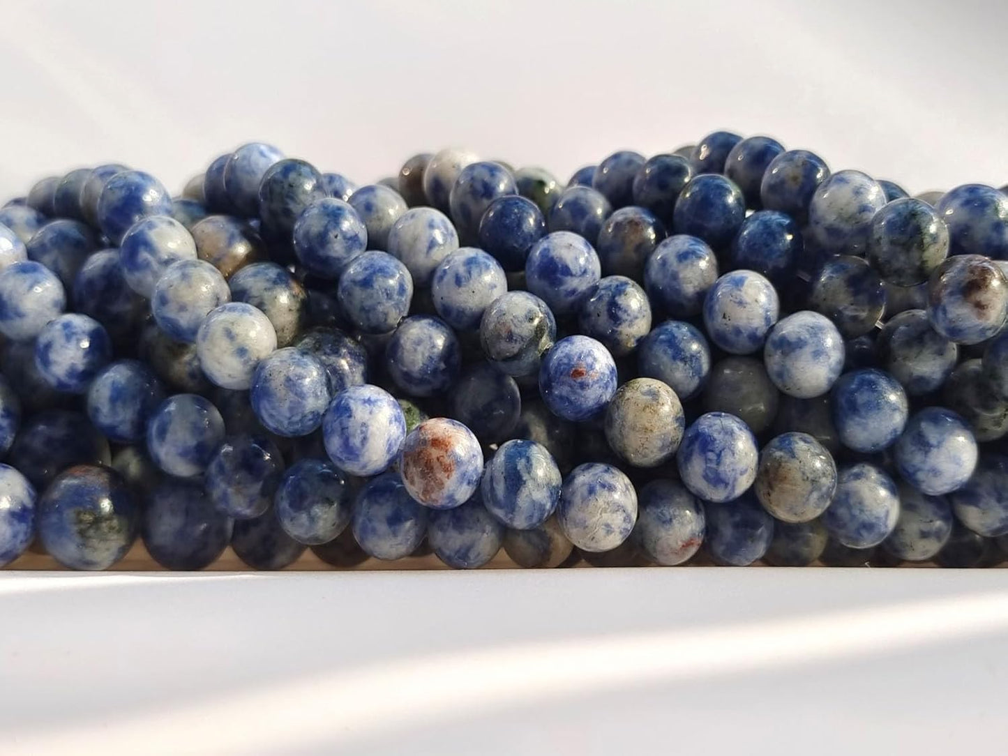 Stone Beads 8mm 100pcs Blue Spot Jasper Beads Round Loose Gemstones Beads for Bracelet Necklace Jewelry Making (8mm, 60804 Blue Spot Jasper)
